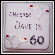Ten inch square cocktails 60th Birthday cake