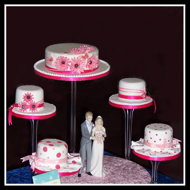 Five tier hat Cake shocking pink
