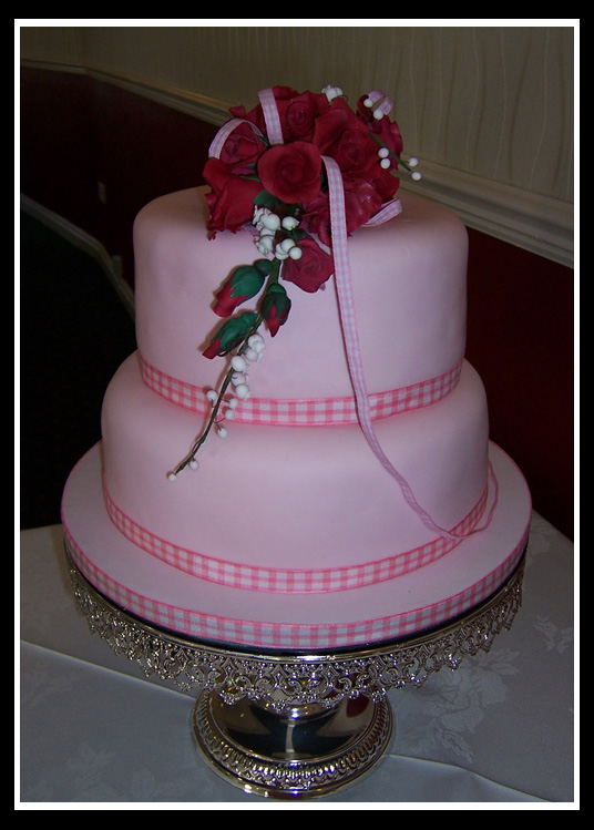 Two tier pink wedding cake