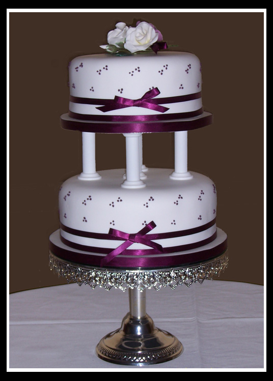 blue two tier wedding cake