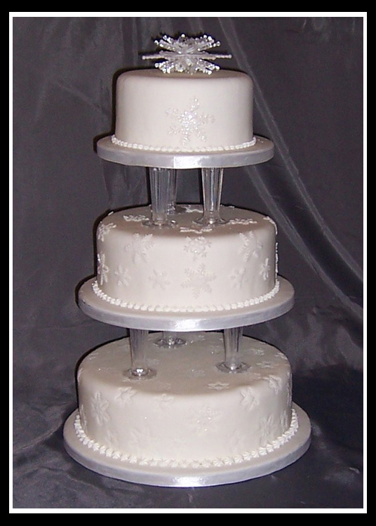 Three tier snowflake wedding cake