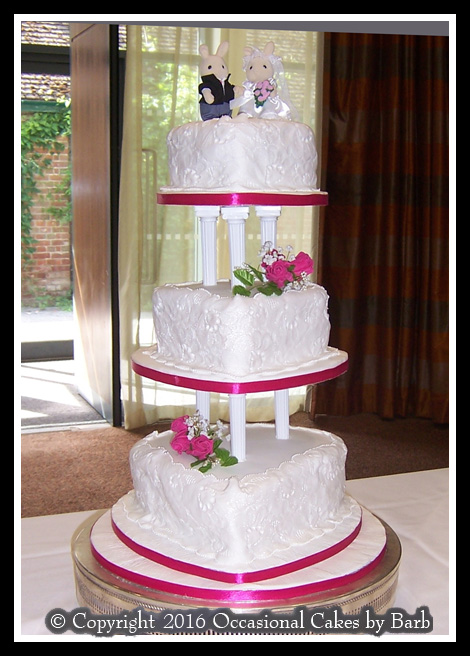 Moulded lace  three tier Heart Shaped Cake